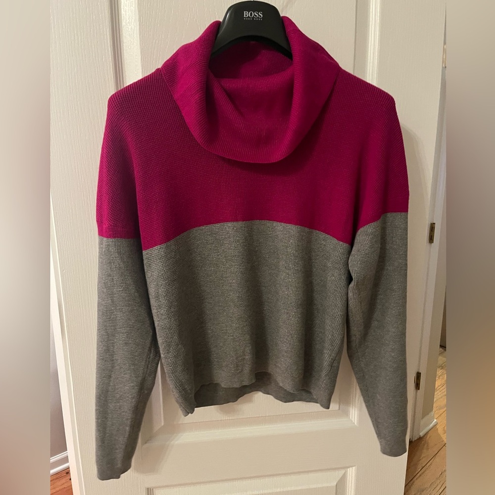 Cyrus Women's Magenta and Gray Cowl Neck Sweater